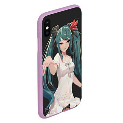 Чехол iPhone XS Max матовый Hatsune Miku, цвет: 3D-сиреневый — фото 2