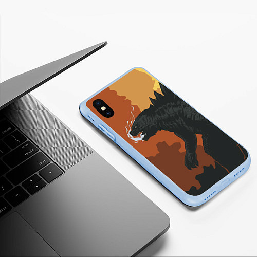 Чехол iPhone XS Max матовый Godzilla: Monster Smoke / 3D-Голубой – фото 3