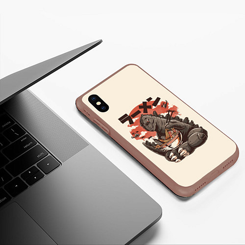 Чехол iPhone XS Max матовый Godzilla Eat / 3D-Коричневый – фото 3