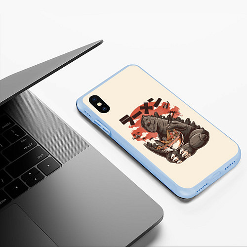 Чехол iPhone XS Max матовый Godzilla Eat / 3D-Голубой – фото 3