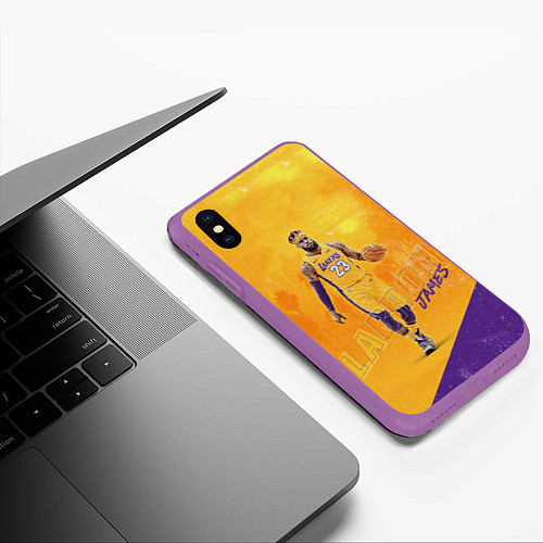 Чехол iPhone XS Max матовый LeBron James: NBA Star / 3D-Фиолетовый – фото 3