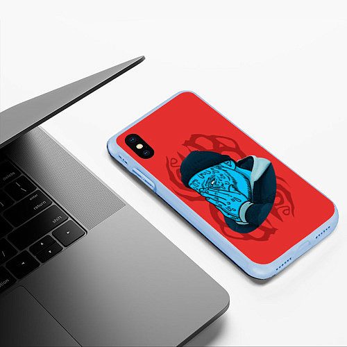 Чехол iPhone XS Max матовый Jeembo Grime / 3D-Голубой – фото 3
