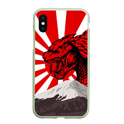 Чехол iPhone XS Max матовый Japanese Godzilla, цвет: 3D-салатовый