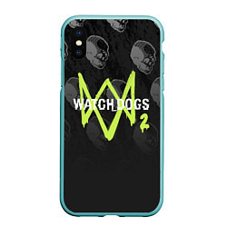 Чехол iPhone XS Max матовый Watch Dogs 2: Skulls Pattern, цвет: 3D-мятный