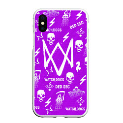 Чехол iPhone XS Max матовый Watch Dogs 2: Violet Pattern, цвет: 3D-белый