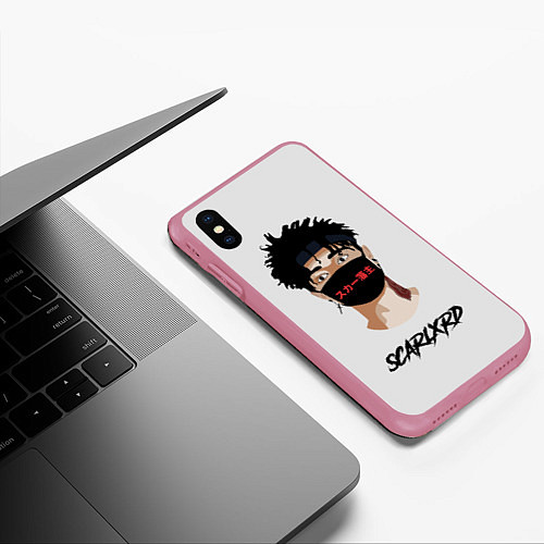 Чехол iPhone XS Max матовый Scarlxrd Man / 3D-Малиновый – фото 3