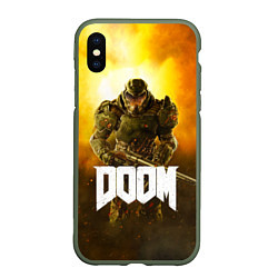 Чехол iPhone XS Max матовый DOOM: Soldier, цвет: 3D-темно-зеленый