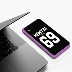 Чехол iPhone XS Max матовый Hentai 69: Black Style, цвет: 3D-фиолетовый — фото 2