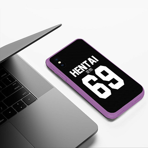 Чехол iPhone XS Max матовый Hentai 69: Black Style / 3D-Фиолетовый – фото 3