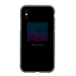 Чехол iPhone XS Max матовый Neon WAVES, цвет: 3D-темно-зеленый