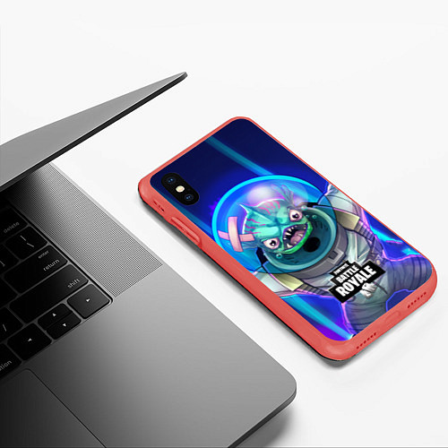 Чехол iPhone XS Max матовый Fortnite Murloc / 3D-Красный – фото 3