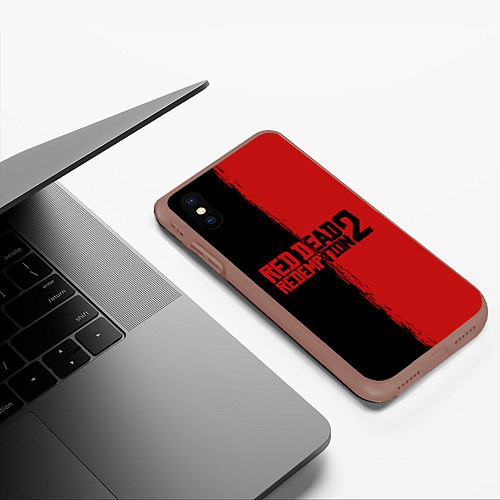 Чехол iPhone XS Max матовый RDD 2: Black & Red / 3D-Коричневый – фото 3