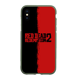 Чехол iPhone XS Max матовый RDD 2: Black & Red, цвет: 3D-темно-зеленый