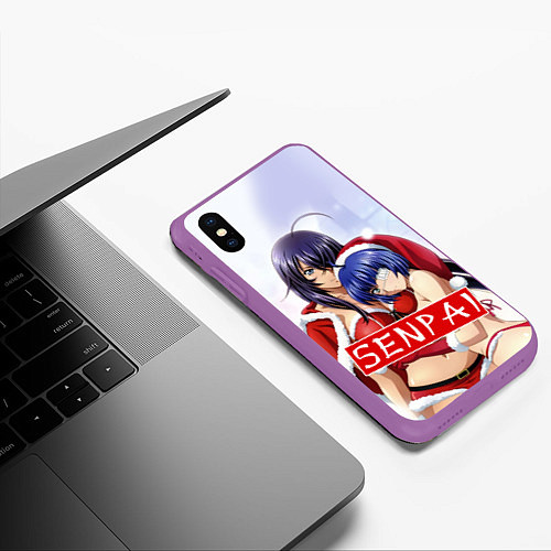 Чехол iPhone XS Max матовый Senpai Love / 3D-Фиолетовый – фото 3