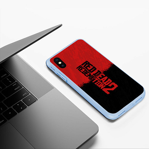 Чехол iPhone XS Max матовый RDD 2: Red & Black / 3D-Голубой – фото 3