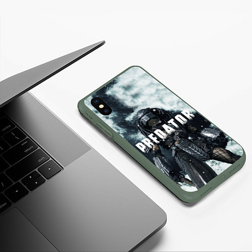 Чехол iPhone XS Max матовый Winter Predator / 3D-Темно-зеленый – фото 3