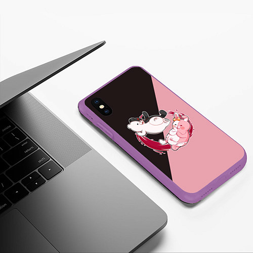 Чехол iPhone XS Max матовый MONOKUMA X MONOMI / 3D-Фиолетовый – фото 3