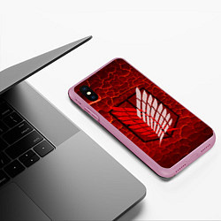 Чехол iPhone XS Max матовый Атака Титанов: выжженная земля, цвет: 3D-розовый — фото 2