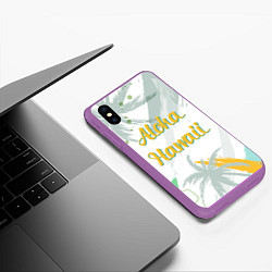 Чехол iPhone XS Max матовый Aloha Hawaii, цвет: 3D-фиолетовый — фото 2