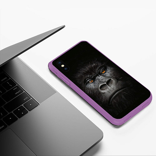 Чехол iPhone XS Max матовый Морда Гориллы / 3D-Фиолетовый – фото 3
