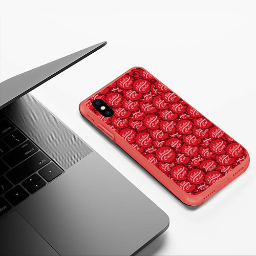 Чехол iPhone XS Max матовый Nuka Cola Caps / 3D-Красный – фото 3