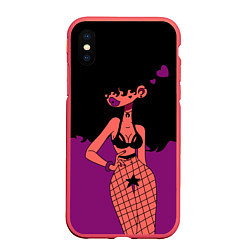 Чехол iPhone XS Max матовый Black Girl, цвет: 3D-красный