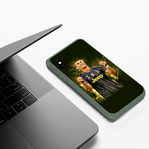 Чехол iPhone XS Max матовый Ronaldo: Juve Sport / 3D-Темно-зеленый – фото 3