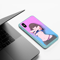 Чехол iPhone XS Max матовый Ahegao Girl, цвет: 3D-мятный — фото 2