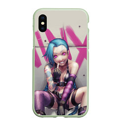 Чехол iPhone XS Max матовый Jinx: LoL, цвет: 3D-салатовый