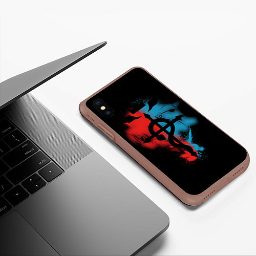 Чехол iPhone XS Max матовый Стальной алхимик / 3D-Коричневый – фото 3