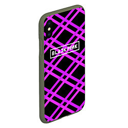 Чехол iPhone XS Max матовый Black Pink: Neon Lines, цвет: 3D-темно-зеленый — фото 2