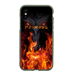 Чехол iPhone XS Max матовый TES: Flame Wolf, цвет: 3D-темно-зеленый