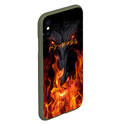 Чехол iPhone XS Max матовый TES: Flame Wolf, цвет: 3D-темно-зеленый — фото 2