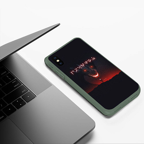 Чехол iPhone XS Max матовый TES: Hell Dragon / 3D-Темно-зеленый – фото 3