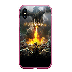 Чехол iPhone XS Max матовый TES: Dragon Flame, цвет: 3D-малиновый
