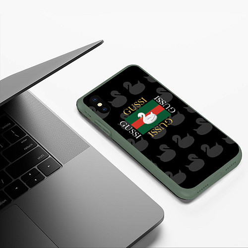 Чехол iPhone XS Max матовый GUSSI: Little Style / 3D-Темно-зеленый – фото 3