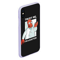 Чехол iPhone XS Max матовый Zoidberg: Trust Me, цвет: 3D-светло-сиреневый — фото 2