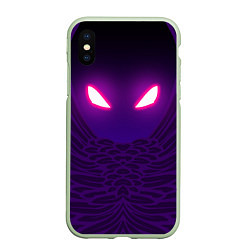 Чехол iPhone XS Max матовый Fortnite: Raven Eyes, цвет: 3D-салатовый