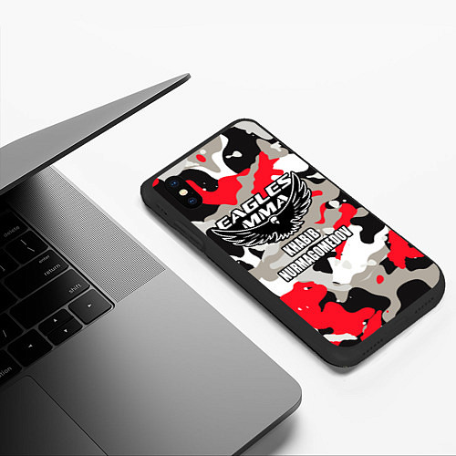 Чехол iPhone XS Max матовый Khabib Nurmagomedov: Red Camo / 3D-Черный – фото 3