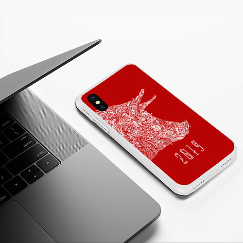 Чехол iPhone XS Max матовый Красная свинья 2019 / 3D-Белый – фото 3