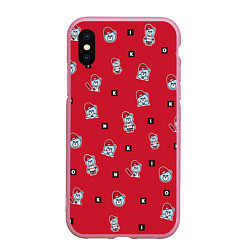 Чехол iPhone XS Max матовый IKON Bears, цвет: 3D-розовый