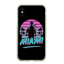 Чехол iPhone XS Max матовый Майами, цвет: 3D-салатовый