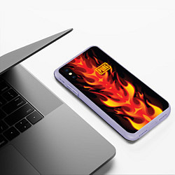 Чехол iPhone XS Max матовый PUBG: Hell Flame, цвет: 3D-светло-сиреневый — фото 2
