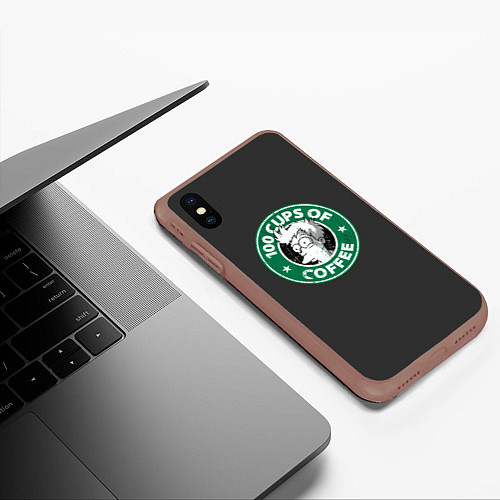 Чехол iPhone XS Max матовый 100 cups of coffee / 3D-Коричневый – фото 3