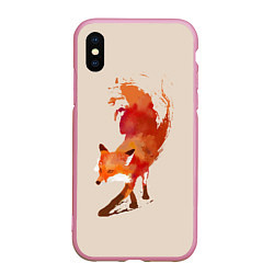 Чехол iPhone XS Max матовый Paint Fox, цвет: 3D-розовый