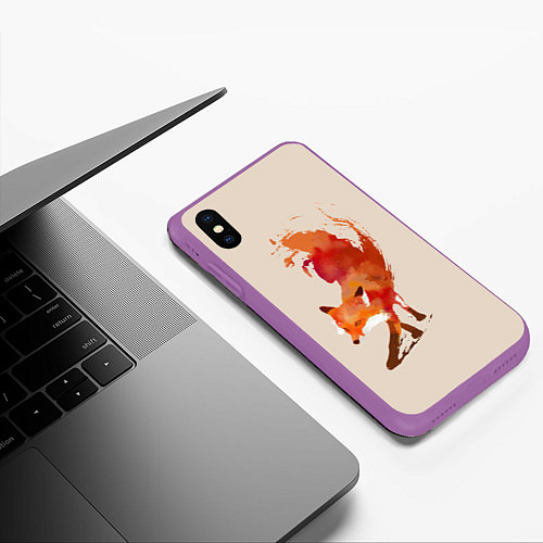 Чехол iPhone XS Max матовый Paint Fox / 3D-Фиолетовый – фото 3