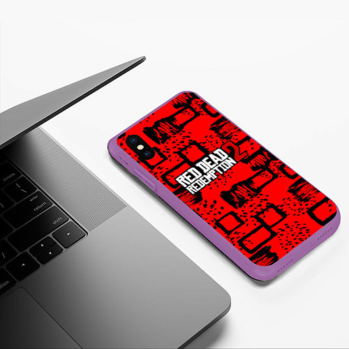 Чехол iPhone XS Max матовый Red Dead Redemption 2 / 3D-Фиолетовый – фото 3