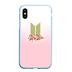 Чехол iPhone XS Max матовый BTS: Pink Flowers, цвет: 3D-голубой