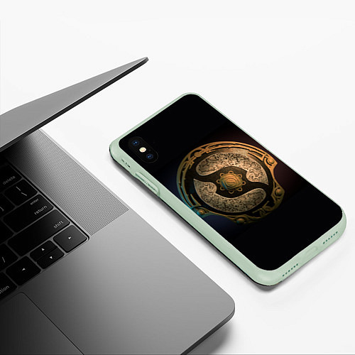 Чехол iPhone XS Max матовый Bronze Aegis / 3D-Салатовый – фото 3