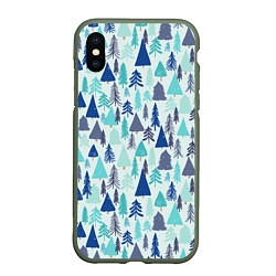 Чехол iPhone XS Max матовый Зимний лес, цвет: 3D-темно-зеленый
